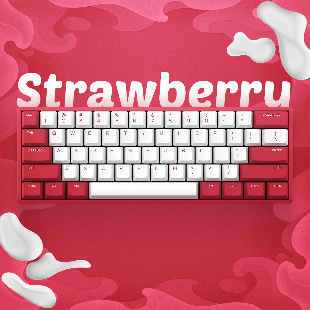 F60 Strawberry Wired Mechanical Keyboard - TheKeyboardStore